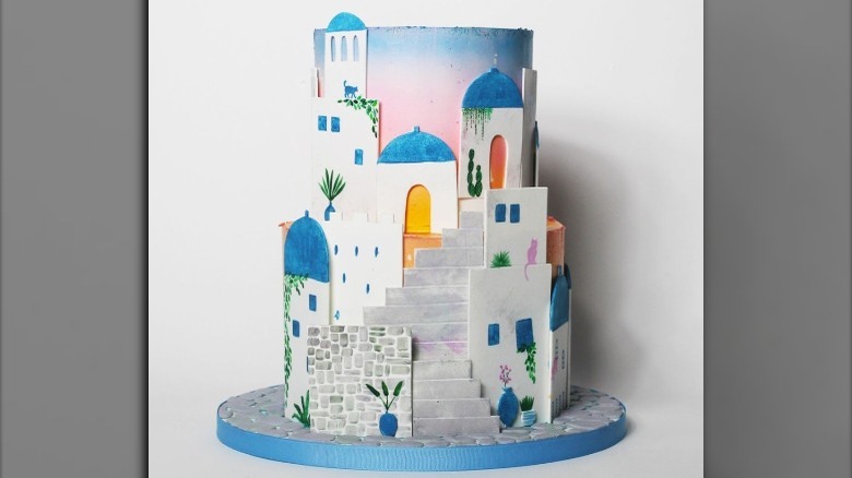 Cake of Greek island Santorini