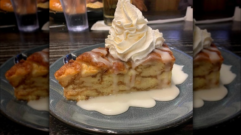 Donut bread pudding with cream