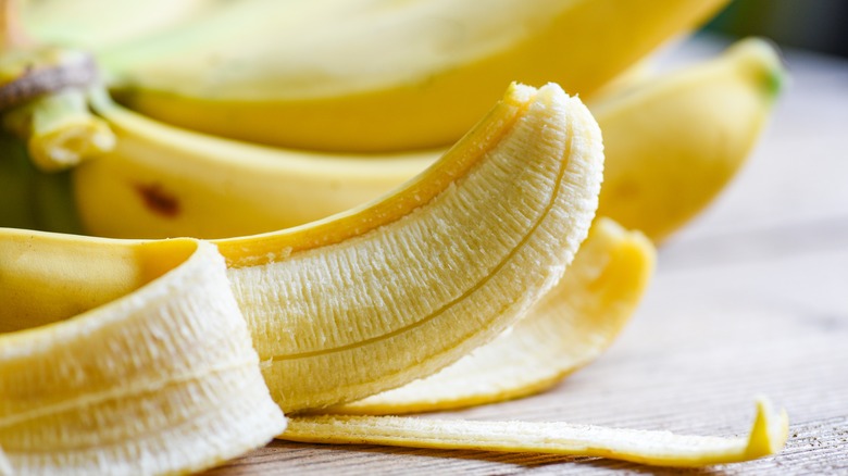 banana partially peeled