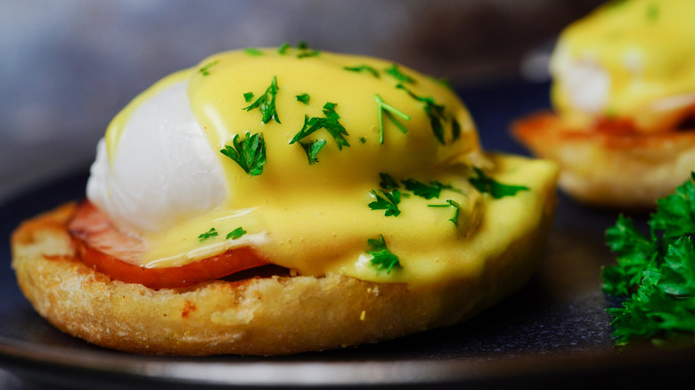 Eggs Benedict on plate