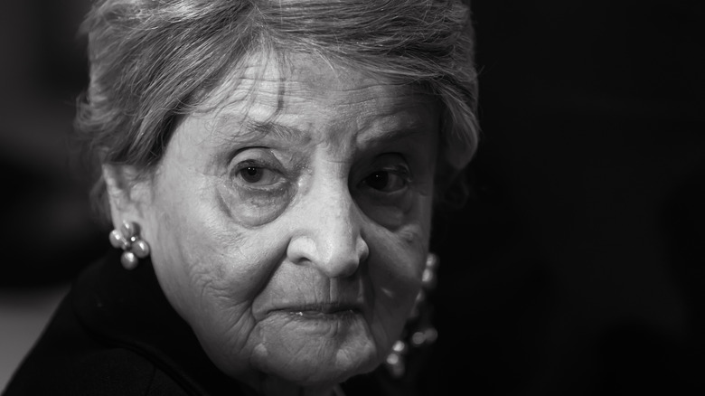 black and white portrait of Madeleine Albright