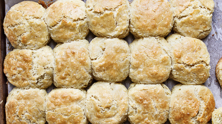 Biscuits on baking sheet