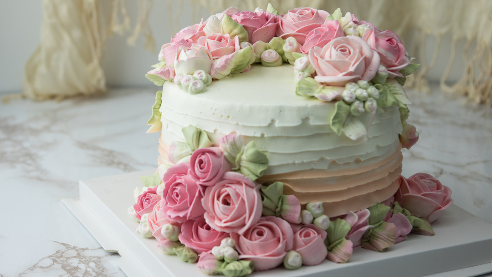 Cake decorated with flowers