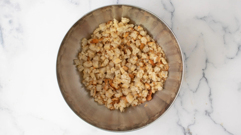 breadcrumbs in a metal bowl