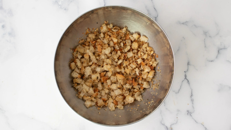 breadcrumbs in a metal bowl