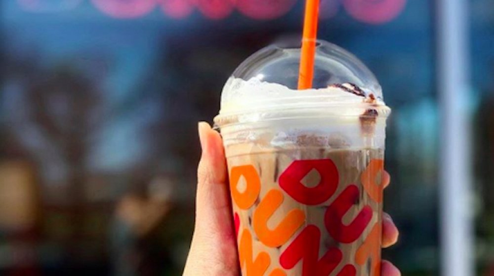 Dunkin' Donuts iced mocha with whipped cream