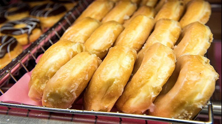 glazed donuts on rack