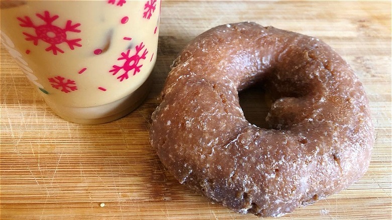 glazed blueberry donut with coffee