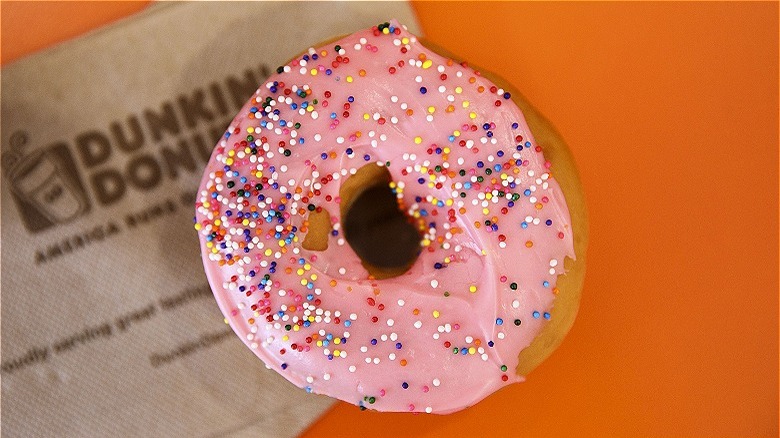 strawberry frosted sprinkles donut 