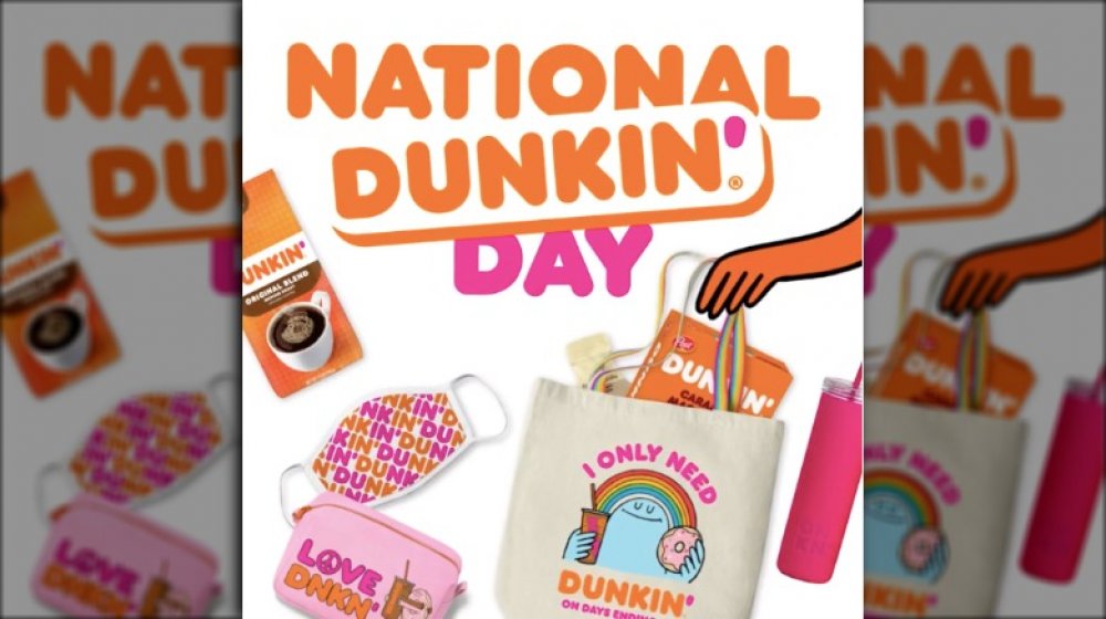 graphic of National Dunkin' Day with care package items