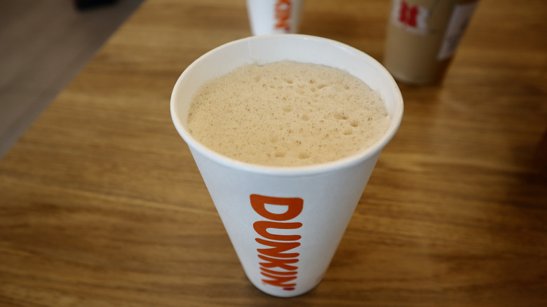 top view Dunkin' hot Dunkalatte