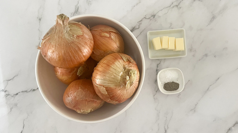 onions, butter, salt and pepper