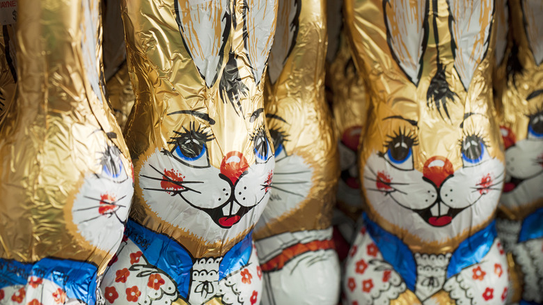 foil-wrapped candy Easter bunnies