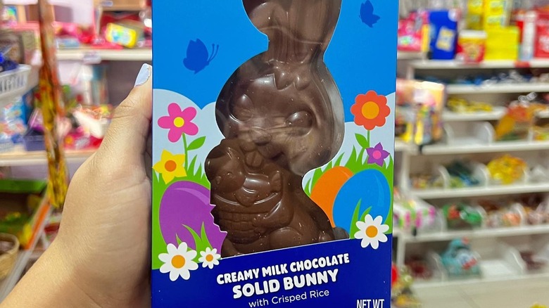close up of a Crunch-brand chocolate bunny