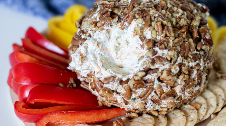 cheese ball with red peppers