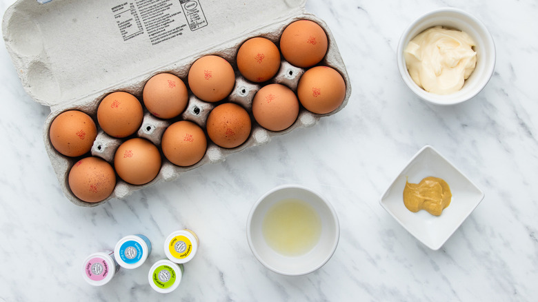 ingredients for Easter deviled eggs