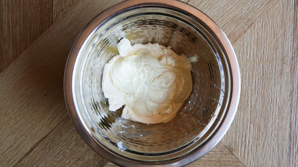 white chocolate melted in bowl