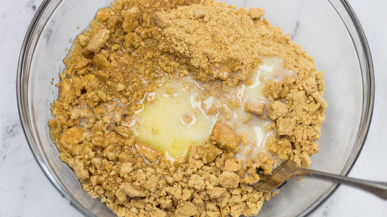 graham cracker crumbs with melted butter