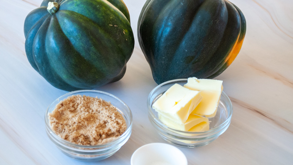 brown sugar butter acorn squash ingredients on counter