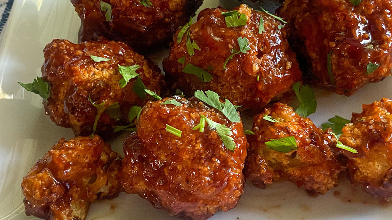 finished BBQ cauliflower wings