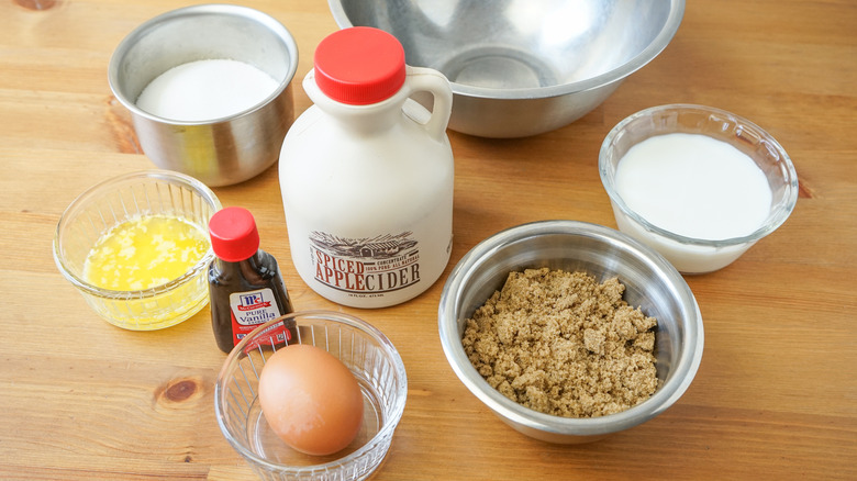 Wet ingredients apple cider donut