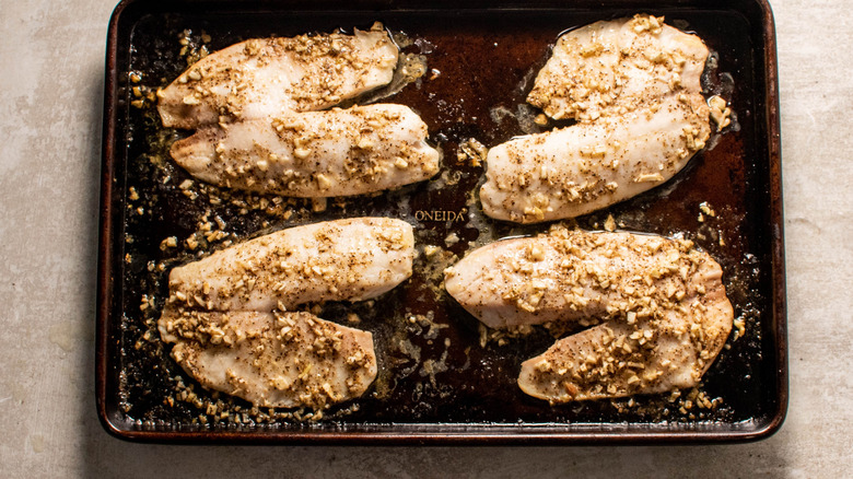 tilapia on baking dish 