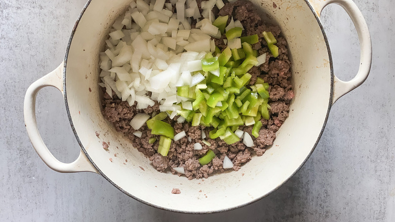 Green pepper and onions with beef