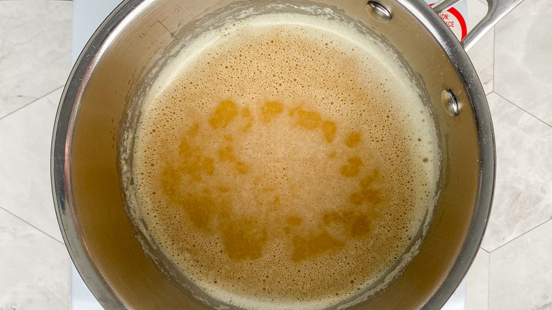 melted butter in saucepan