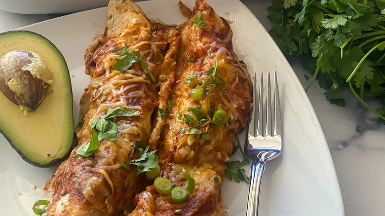 Black bean enchiladas on a dish