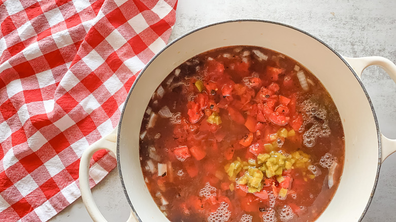 bean soup ingredients in pot