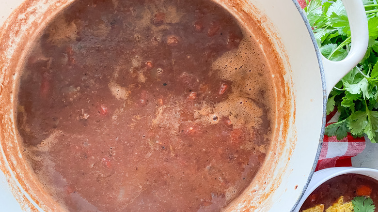 black bean soup boiling