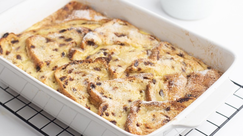 Cooling bread and butter pudding