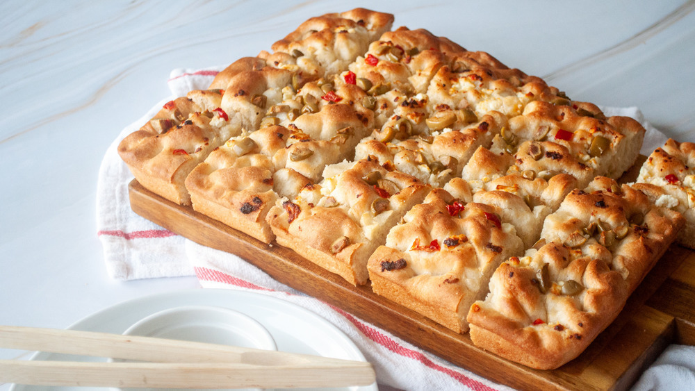 cut-up focaccia bread