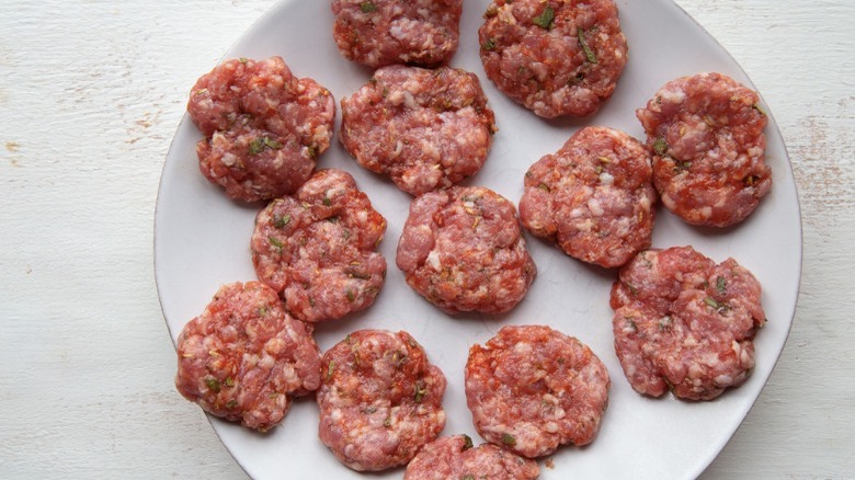 sausage patties before frying