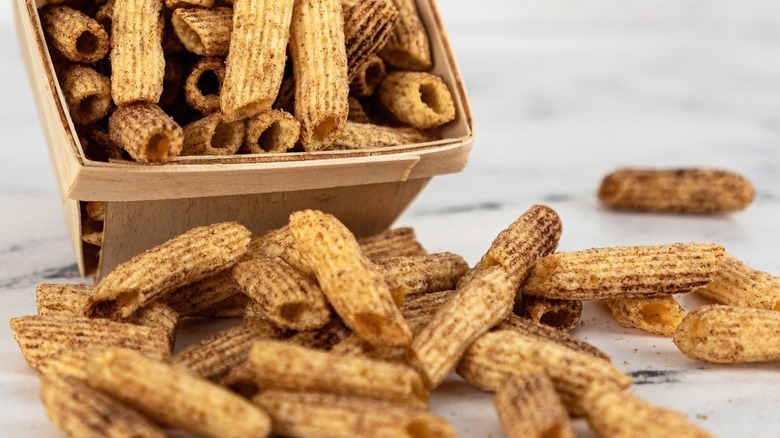 Cinnamon covered pasta chips