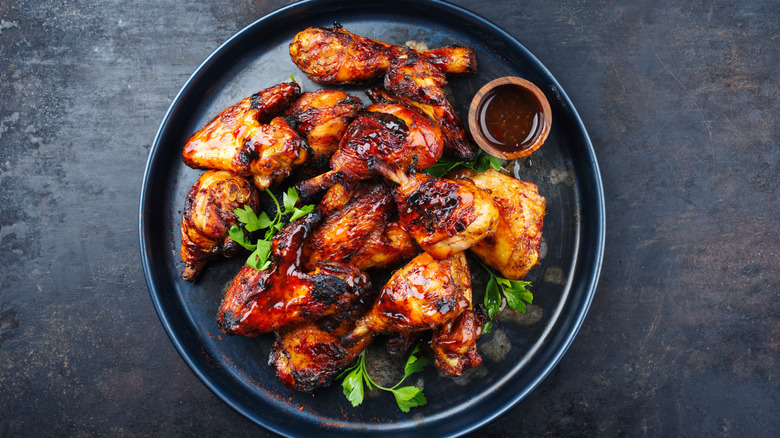 Platter of jerk chicken