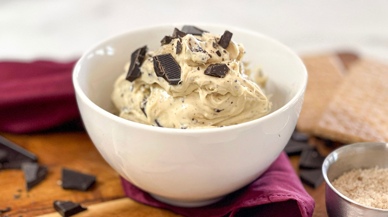 Cookie dough dip in bowl