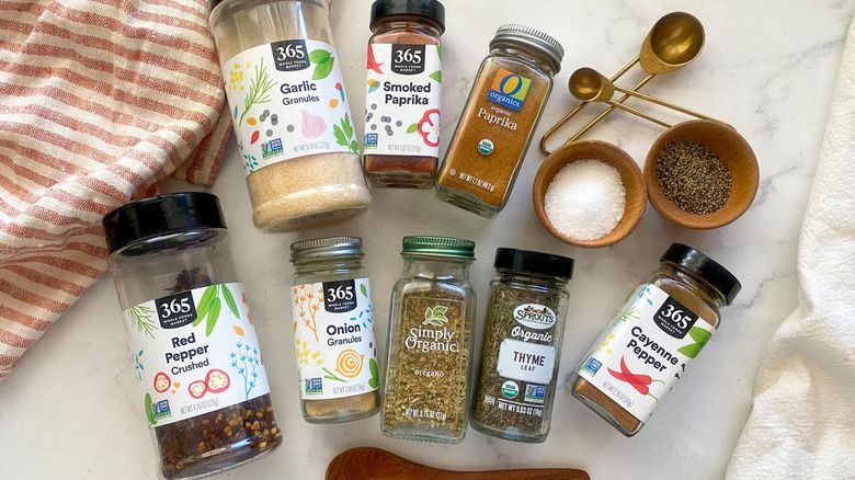 assortment of spices on counter