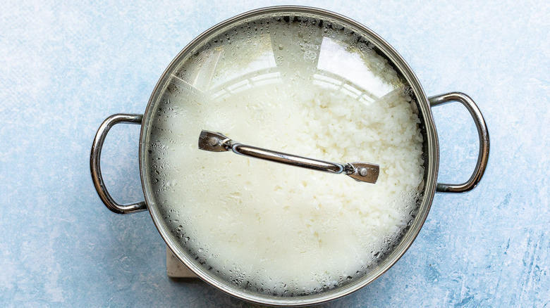 cooked rice in pot