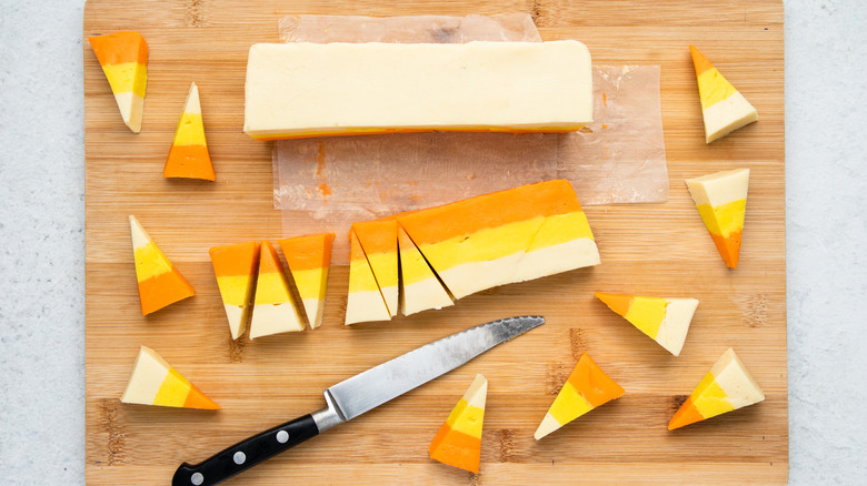 fudge on cutting board 