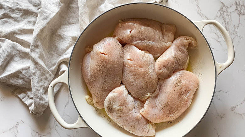 chicken in pan