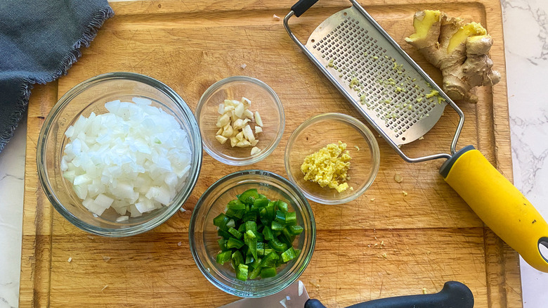 chopped vegetables on cutting board