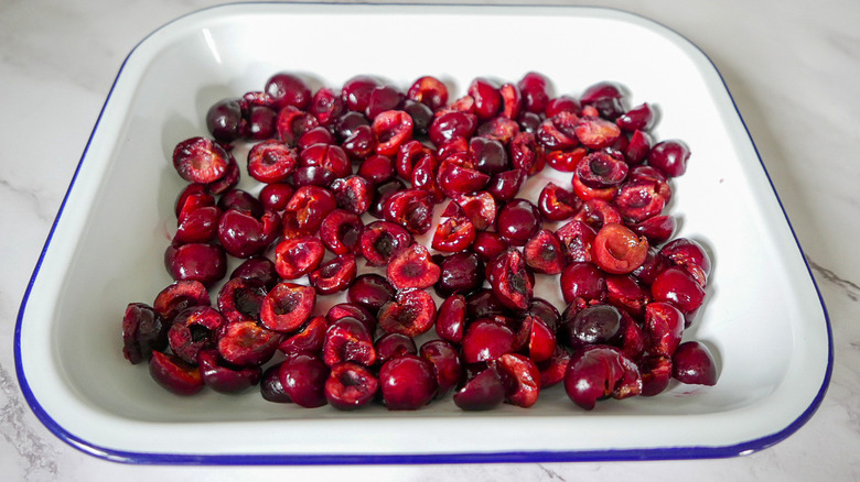 cherries in baking dish