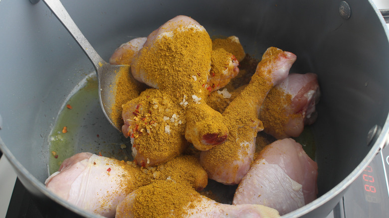 spices on chicken