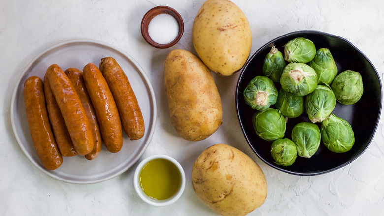 sausage potatoes brussel sprouts