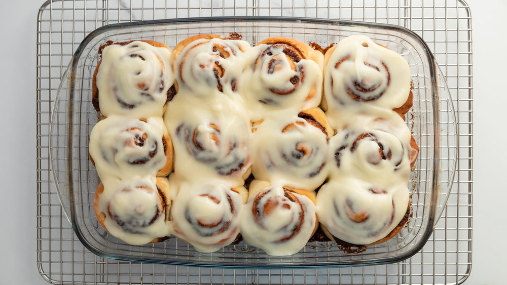 Frosted cinnamon rolls