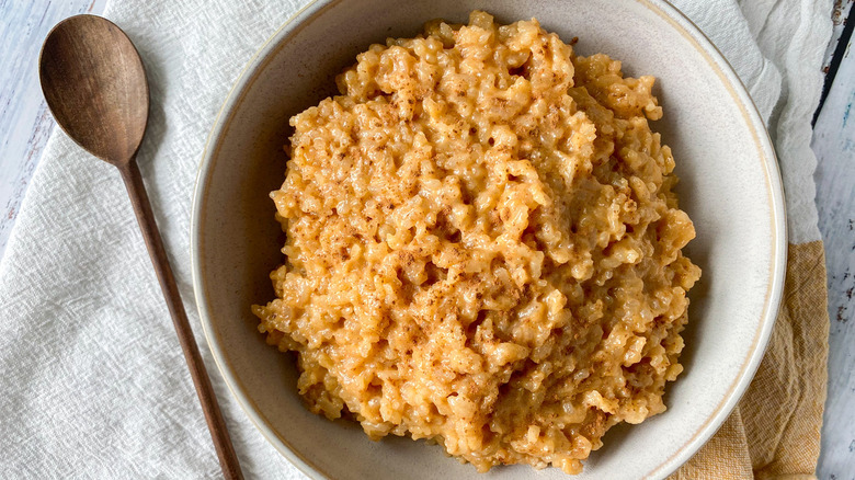 single bowl of rice pudding