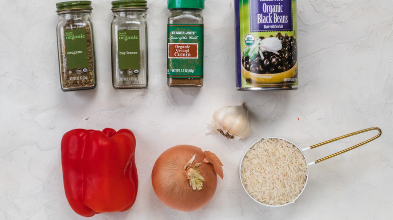 ingredients for rice and beans