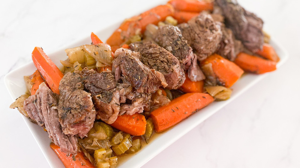 roast beef with carrots