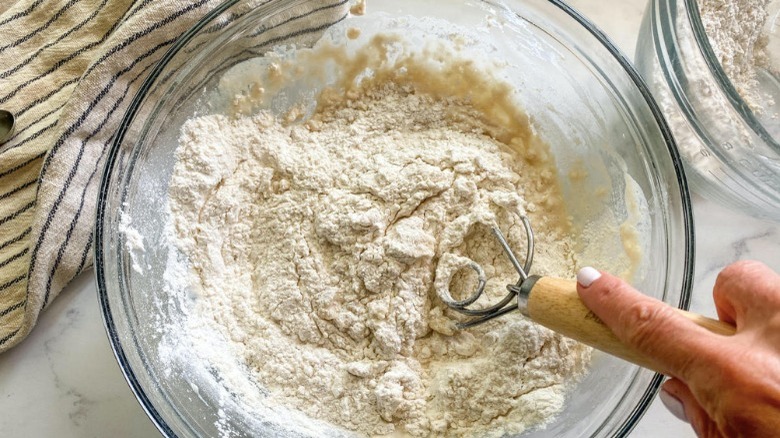 dry ingredients whisked into dough